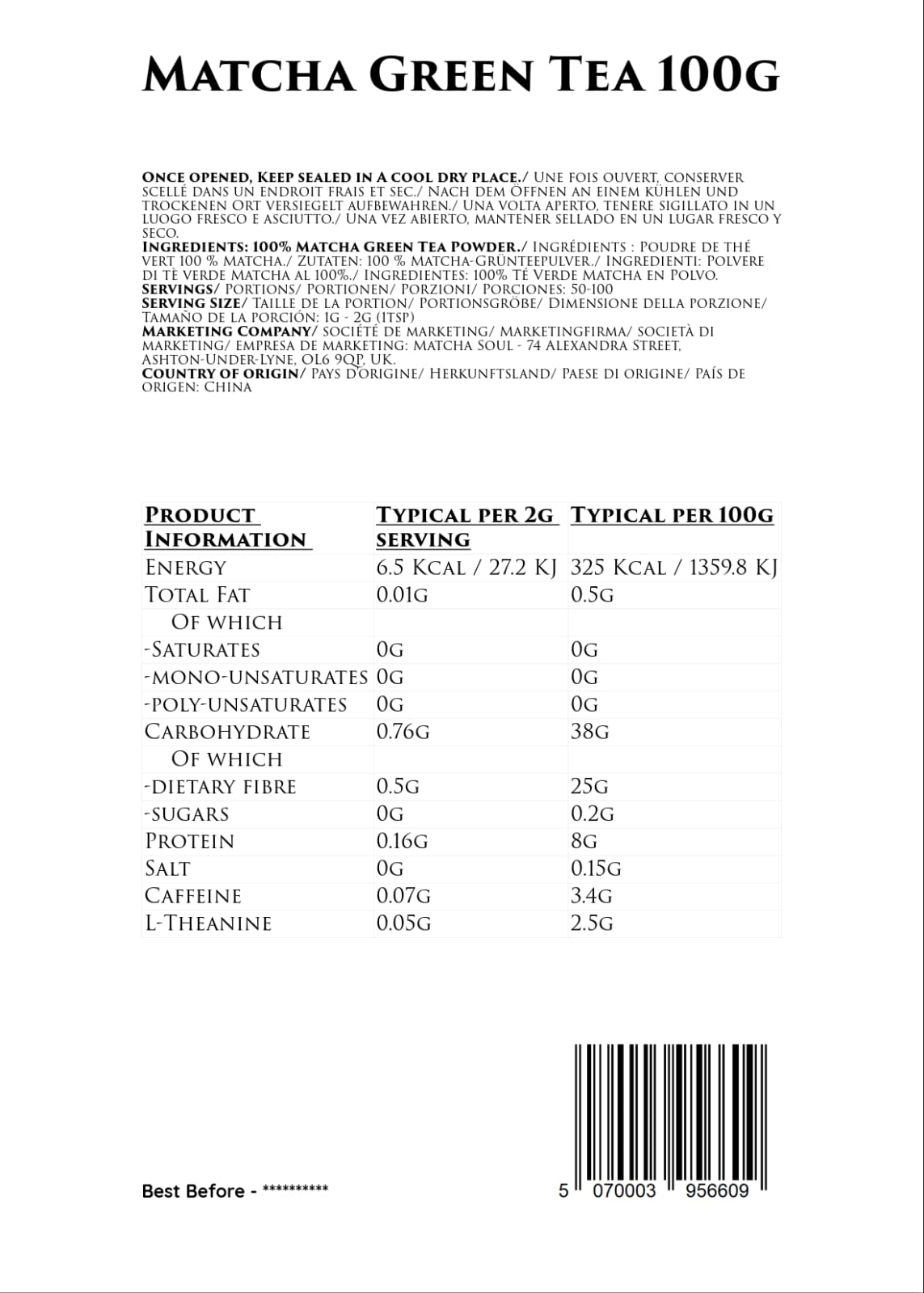 Ceremonial Grade Matcha - 100g Resealable Bag